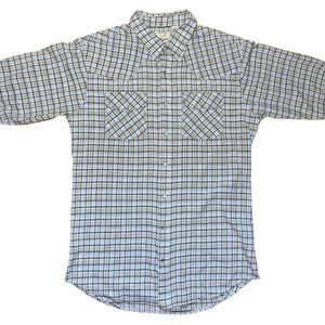 Eagle Crest | Multicolored Mini Plaid Pearl Snap Button Down SS Shirt | Size L